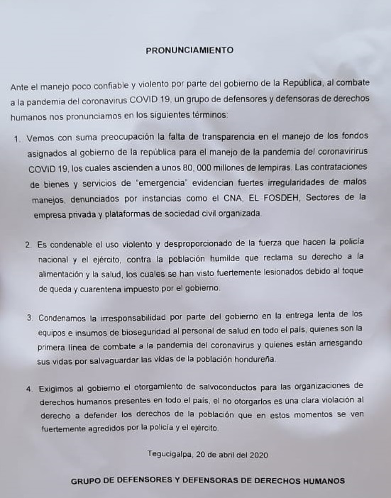 COMUNICADO DEFENSORES EN MP