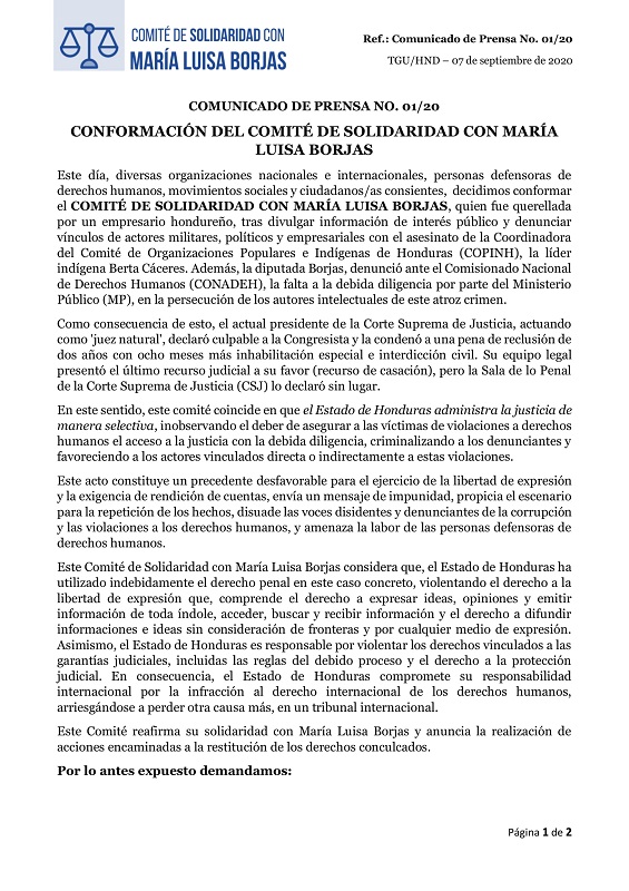 Comunicado María Luisa Borjas 1