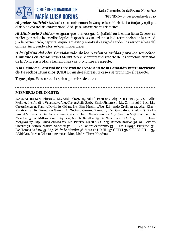 Comunicado María Luisa Borjas 2