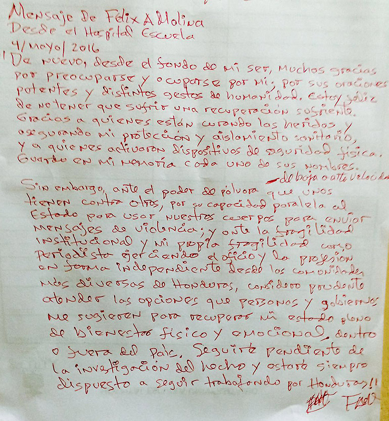 mensaje de felix molina