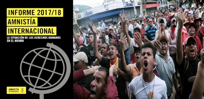 Foto de la derecha: manifestantes contra el fraude electoral en elecciones generales en Honduras en noviembre de 2017