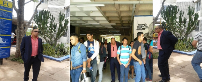 Este es el hombre que le dio seguimiento a Dayanara , es el que tiene la camisa rosada, se le puede ver entre los estudiantes montando vigilancia