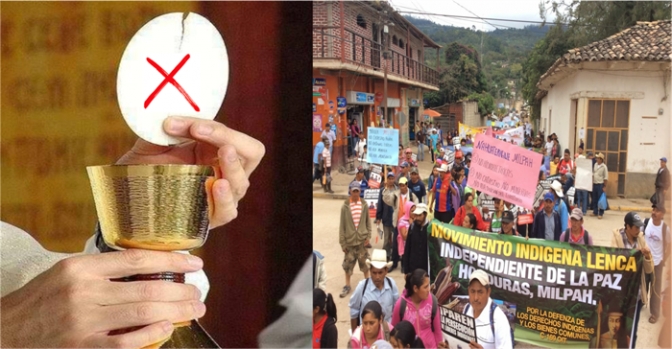La hostia no se les dará si pertenecen a MILPAH, les ha dicho el padre Ángel a los lencas de Santa Elena, La Paz