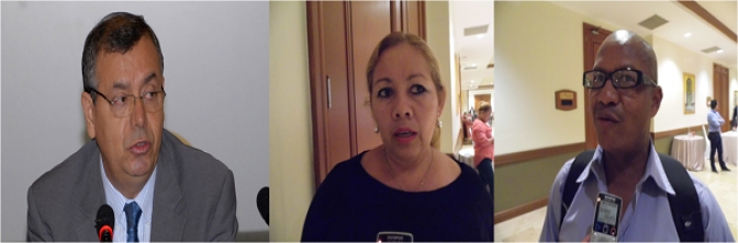 De izquierda a derechos: Guillermo López Lone-Coalición contra la Impunidad. Bessy Lizeth Mateo-Familiares de presos en  la cárcel de máxima seguridad denominada &quot;El Pozo&quot;, en Ilama, Santa Bárbara, y Mario Miller-Plataforma de Incidencia Indígena